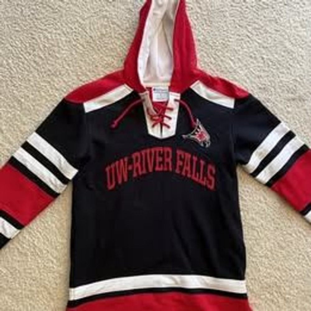 UW Wisconsin River Falls Falcons Hockey Jersey Hoodie Sweatshirt Adult S